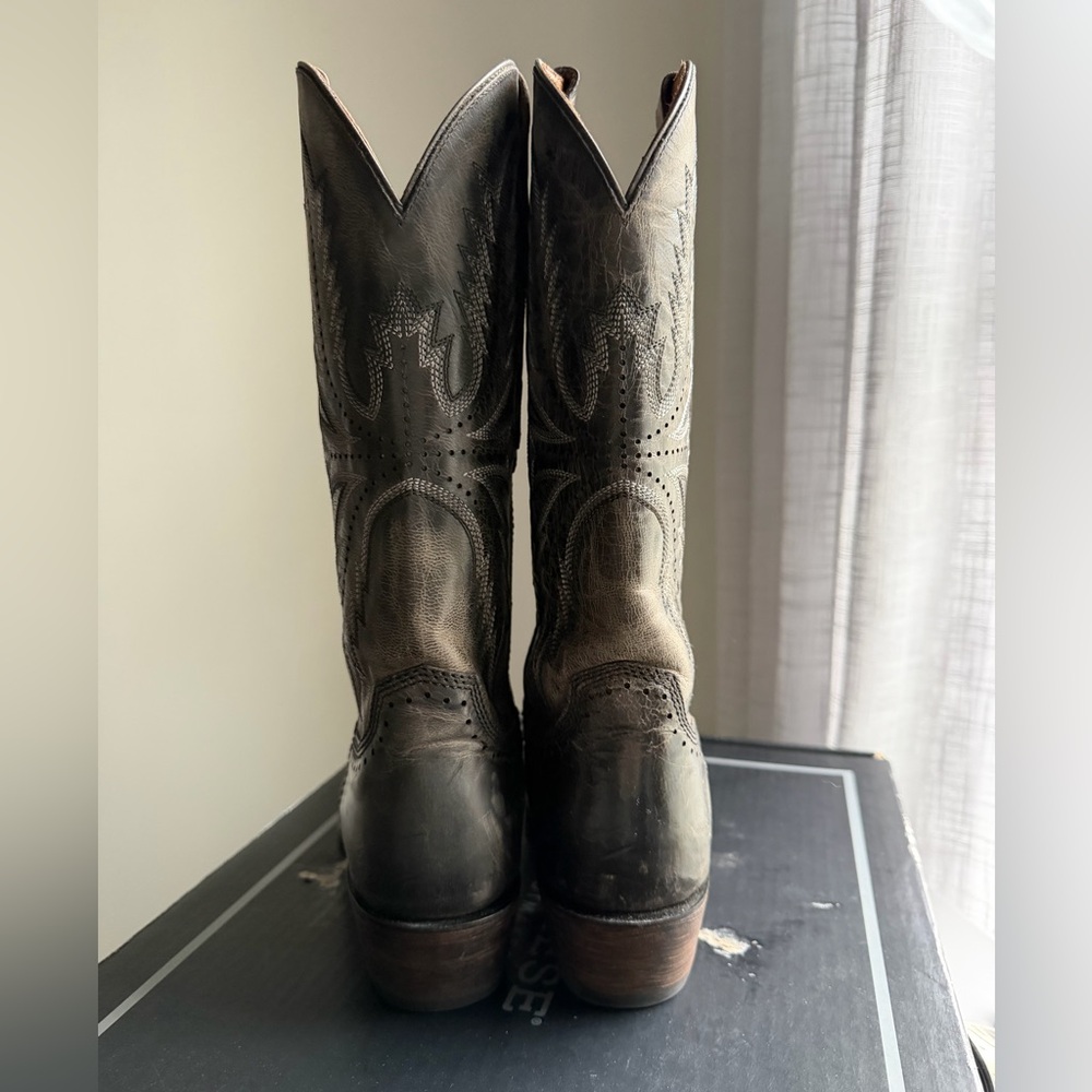 Lucchese Anthracite Gray Leather Western Boots - Picture 5 of 11